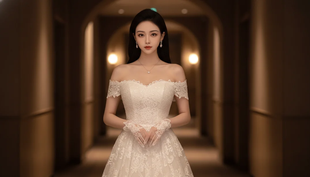 Bridal Portrait - White Lace Wedding Dress