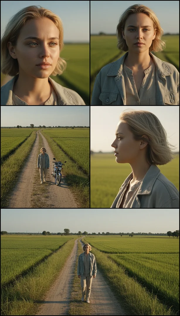 Cinematic Rural Storyboard Grid Portrait