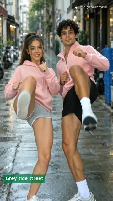Beide kicken, dann lachen sie