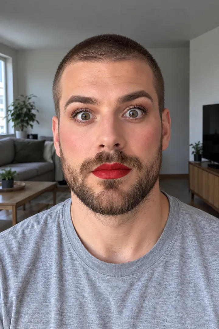 Rote Lippen: Glam-Standbild aus dem Foto erstellt